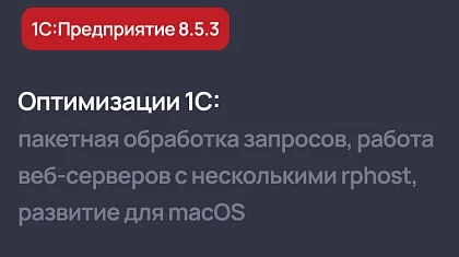 Оптимизации в версии 1С 8.5.3: пакетная обработка запросов, работа веб-серверов с несколькими rphost, развитие для macOS
