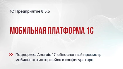 Мобильная платформа 1С 8.5.5 - поддержка Android 17, вид мобильного интерфейса в конфигураторе